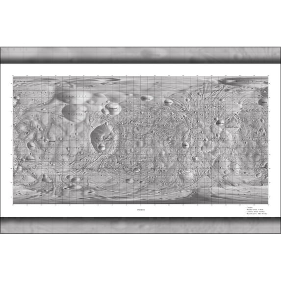 24"x36" Gallery Poster, map of the Mars moon Phobos