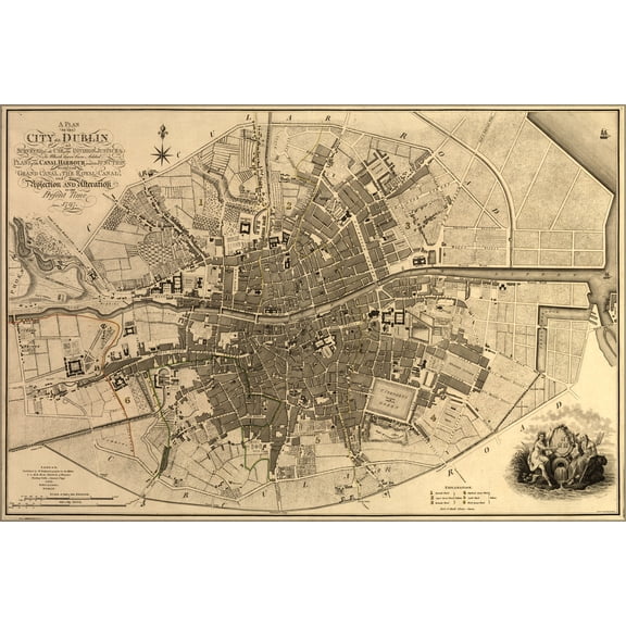 24"x36" Gallery Poster, map of the city of Dublin ireland 1797