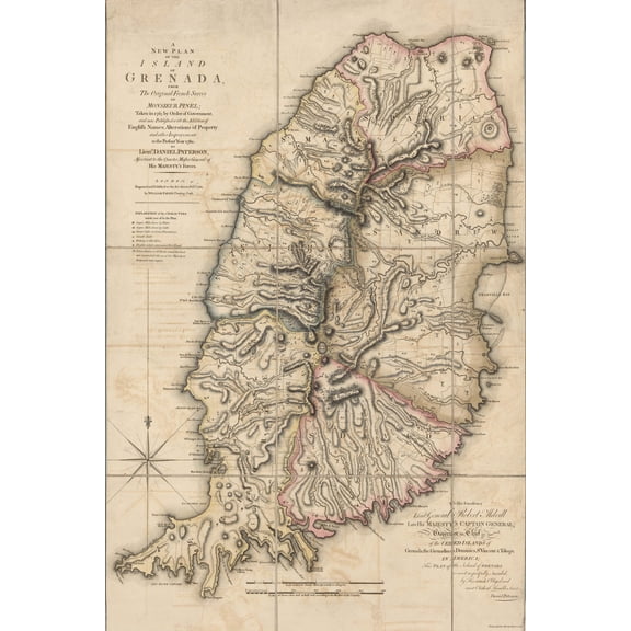 24"x36" Gallery Poster, map of the island of Grenada 1780