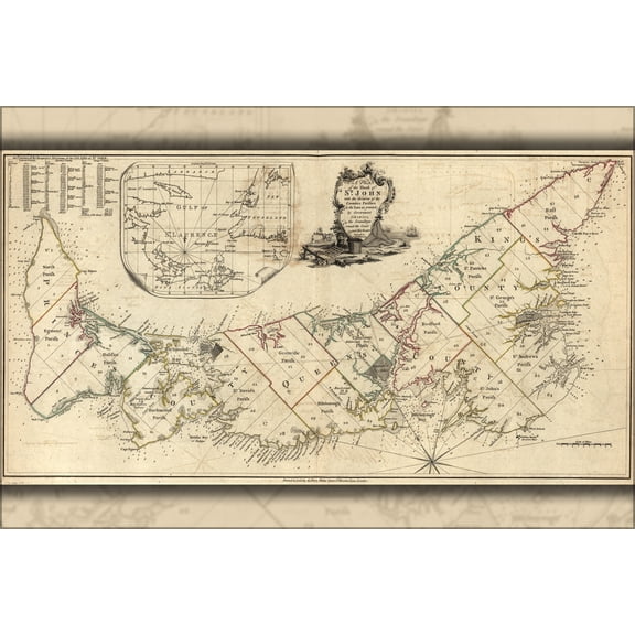 24"x36" Gallery Poster, map of the island of St. John 1777