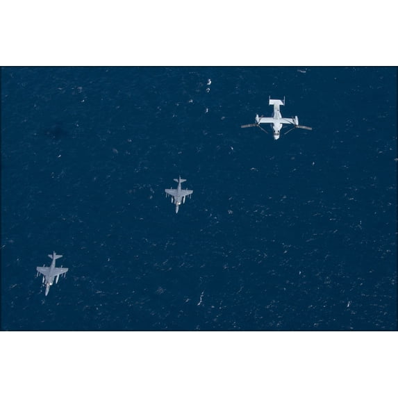 24"x36" Gallery Poster, marine corp AV-8B Harrier II jets (VMA-311) MV-22B Osprey