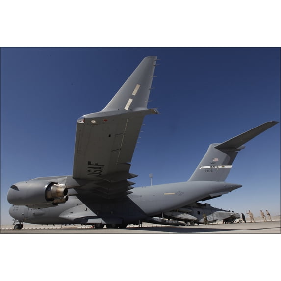 24"x36" Gallery Poster, marines load CH-53E Super Stallion helicopter C-17 Globemaster