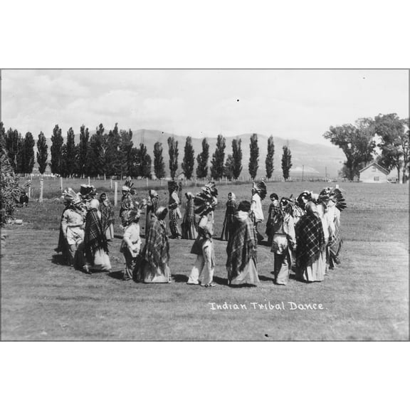 24"x36" Gallery Poster, native american Indian tribal dance 1935 carson agency photo