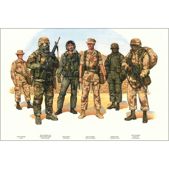 24"x36" Gallery Poster, operation Desert Storm Uniforms