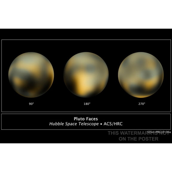24"x36" Gallery Poster, pluto 3 views from hst