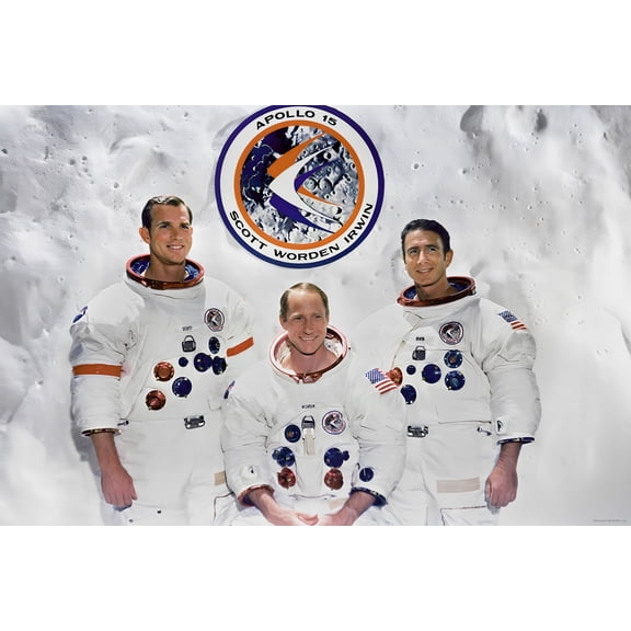 24"x36" Gallery Poster, prime crew Apollo 15 lunar landing mission Scott Worden Irwin