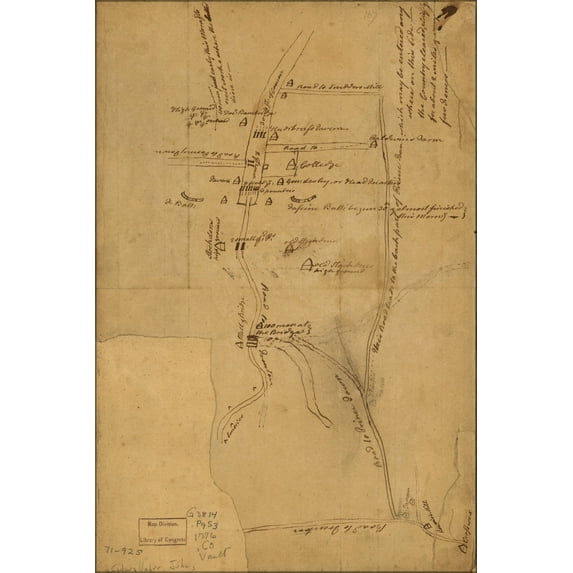 24"x36" Gallery Poster, recon map of Princeton new jersey, Dec. 31, 1776