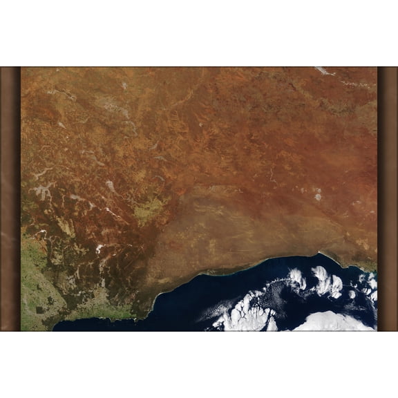 24"x36" Gallery Poster, sat map S coast of Australia & Southern Ocean