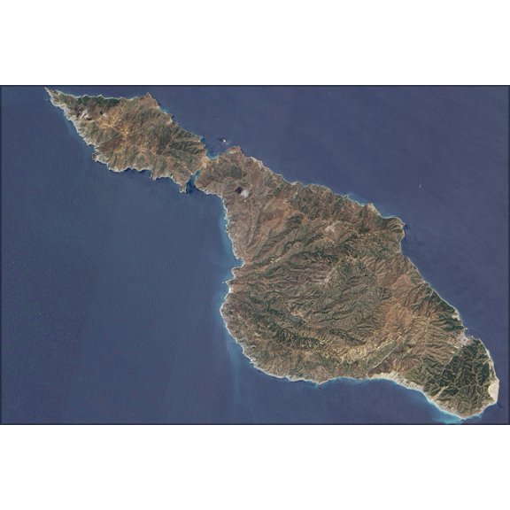 24"x36" Gallery Poster, satellite picture of Santa Catalina Island, California