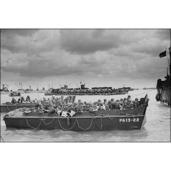 24"x36" Gallery Poster, ships near normandy coast - 6 June 1944