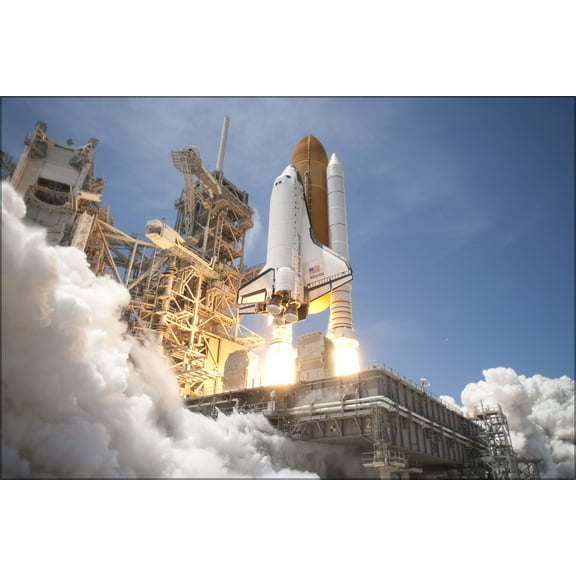 24"x36" Gallery Poster, space shuttle Atlantis lifts off on the STS-132 p2