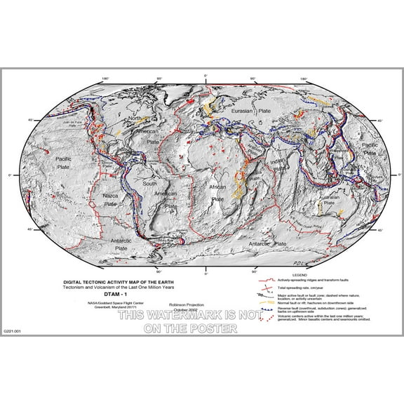 24"x36" Gallery Poster, tectonic plate activity plate tectonics