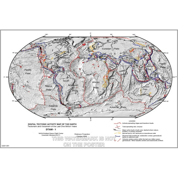 24"x36" Gallery Poster, tectonic plate activity plate tectonics