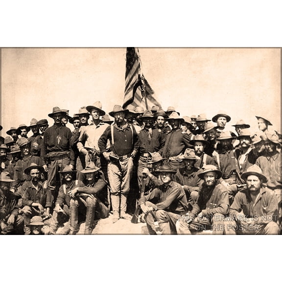 24"x36" Gallery Poster, theodore roosevelt and his rough riders on san juan hill p2