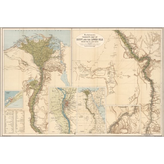 24"x36" Gallery Poster, tourist map of Egypt & lower Nile river 1897