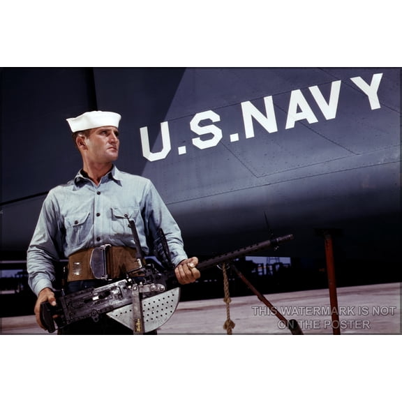24"x36" Gallery Poster, u.s. navy 1942 M1919 Browning machine gun