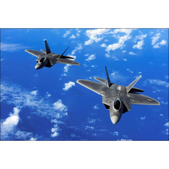 24"x36" Gallery Poster, usaf F-22 Raptors 90th Fighter Sqd, Elmendorf Air Force Base