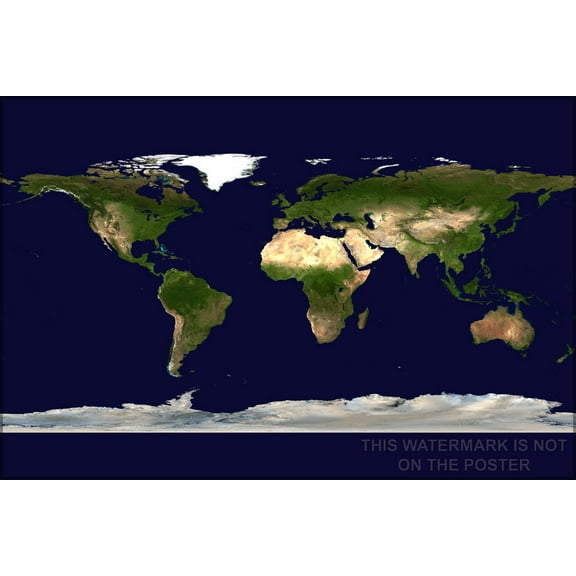 24"x36" Gallery Poster, world satellite map image