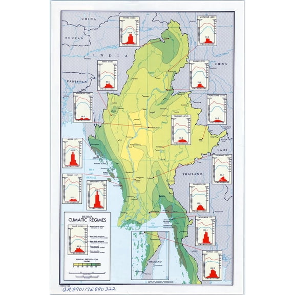 24"x36" Heavyweight Photo Paper Quality Poster: Climate Map - CIA declassified
