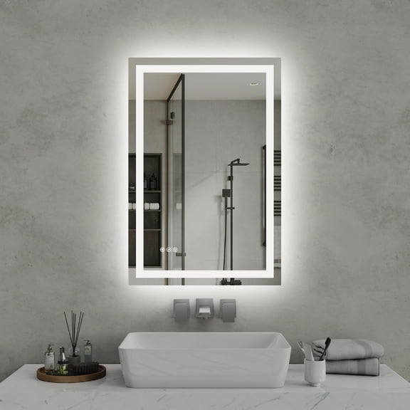 24"x36" LED Bathroom Mirror, Front-Lit and Back-Lit,3 Color Tem Adjustable, Brightness Memory, Anti-fog LED Vanity Mirror[Unable to ship on weekends]