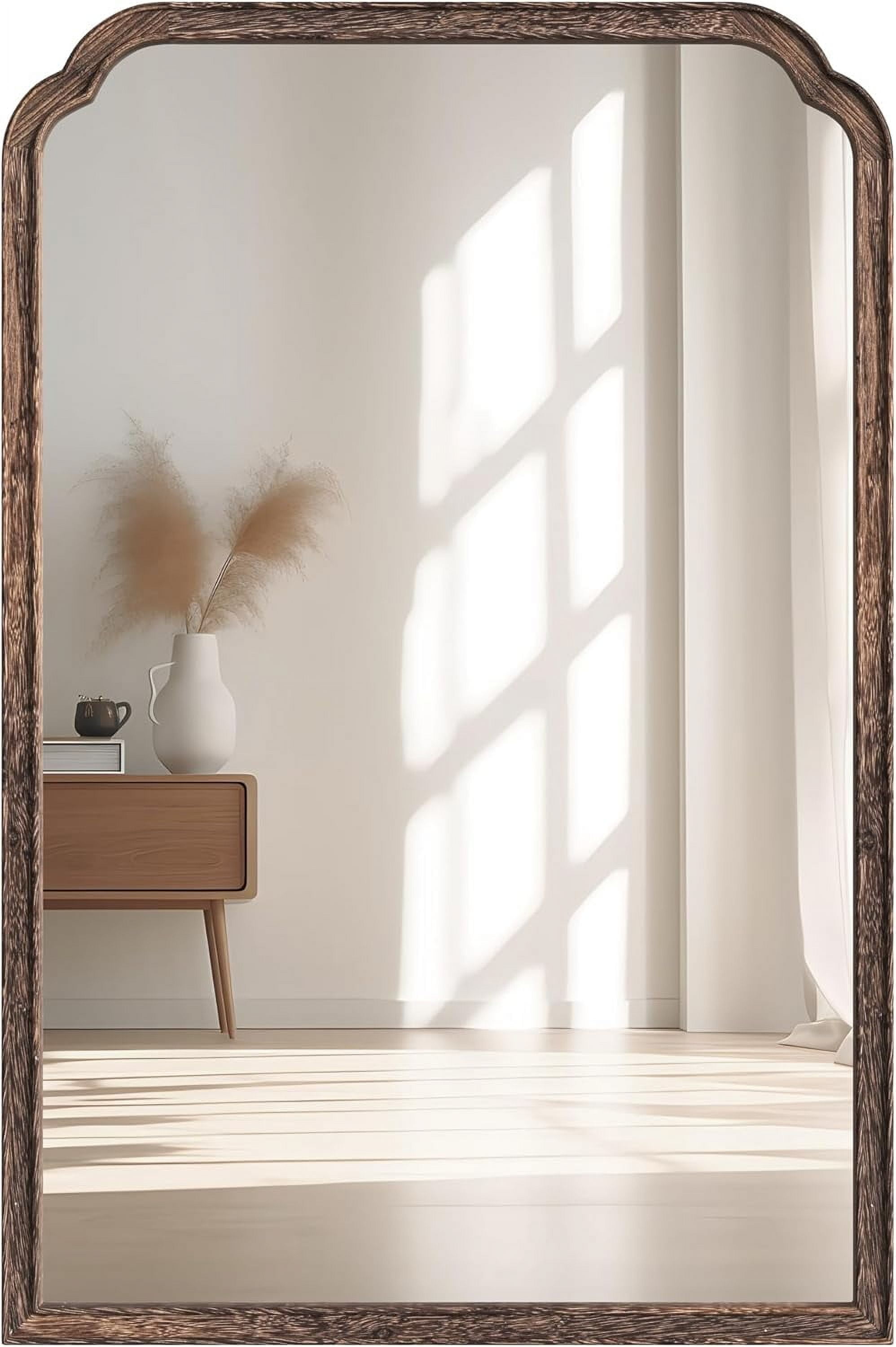 24"x36" Solid Wood Bathroom Mirror Tempered Glass for Wall Mounted ...