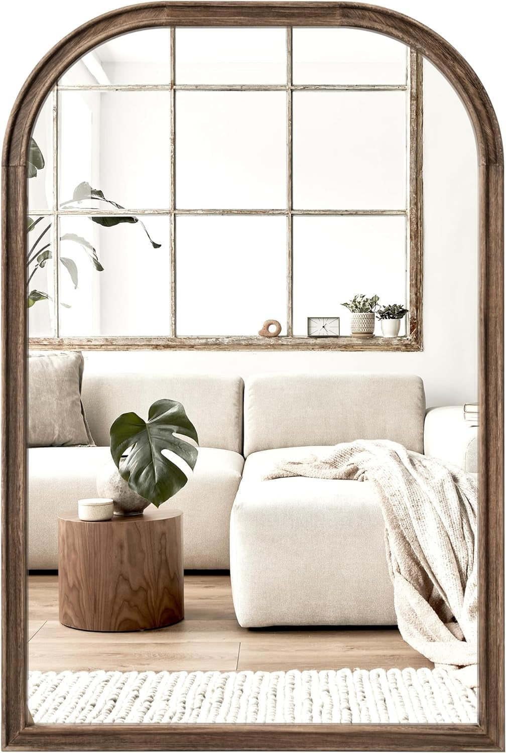 24"x36" Solid Wood Bathroom Mirror Tempered Glass for Wall Mounted ...