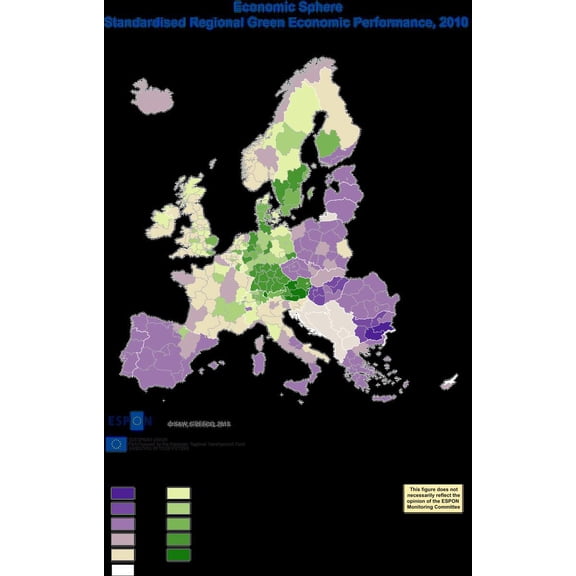 24"x37" Heavyweight Photo Paper Quality Poster: Economic Map - Regional Green Economic Performance, 2010 ESPON