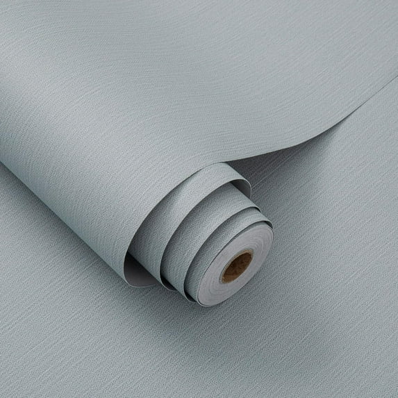 24"x393" Grasscloth Peel and Stick Wallpaper Fabric Textured Contact Paper for Cabinets, Faux Linen Vintage Matte Frosted Waterproof Flax Wallpaper for Bedroom Bathroom Kitchen (Blue-Gray)