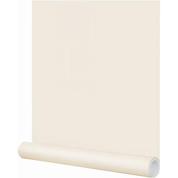 24"x394" Beige Peel and Stick Wallpaper Matte Beige Cream Contact Paper Solid Beige Wall Paper Self-Adhesive Thick Vinyl Removable Texture Cream Wallpaper for Cabinets Wall Decoration