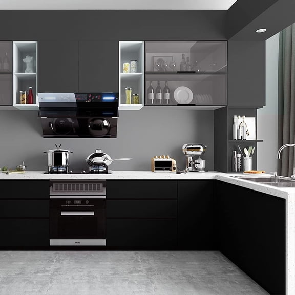 24"x394" Black Wallpaper Peel and Stick Black Contact Paper Matte Solid Textured Self Adhesive Removable Thick Vinyl Film Roll for Cabinets Bedroom Wall Decoration