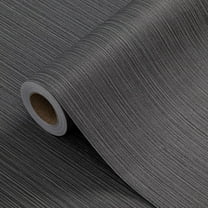 24"x394" Dark Grey/Black Grasscloth Wallpaper Peel and Stick Faux Linen Textured Upgraded Thick Self-Adhesive Waterproof Neutral Contact Paper Seamless Vinyl Embossed Wallpaper
