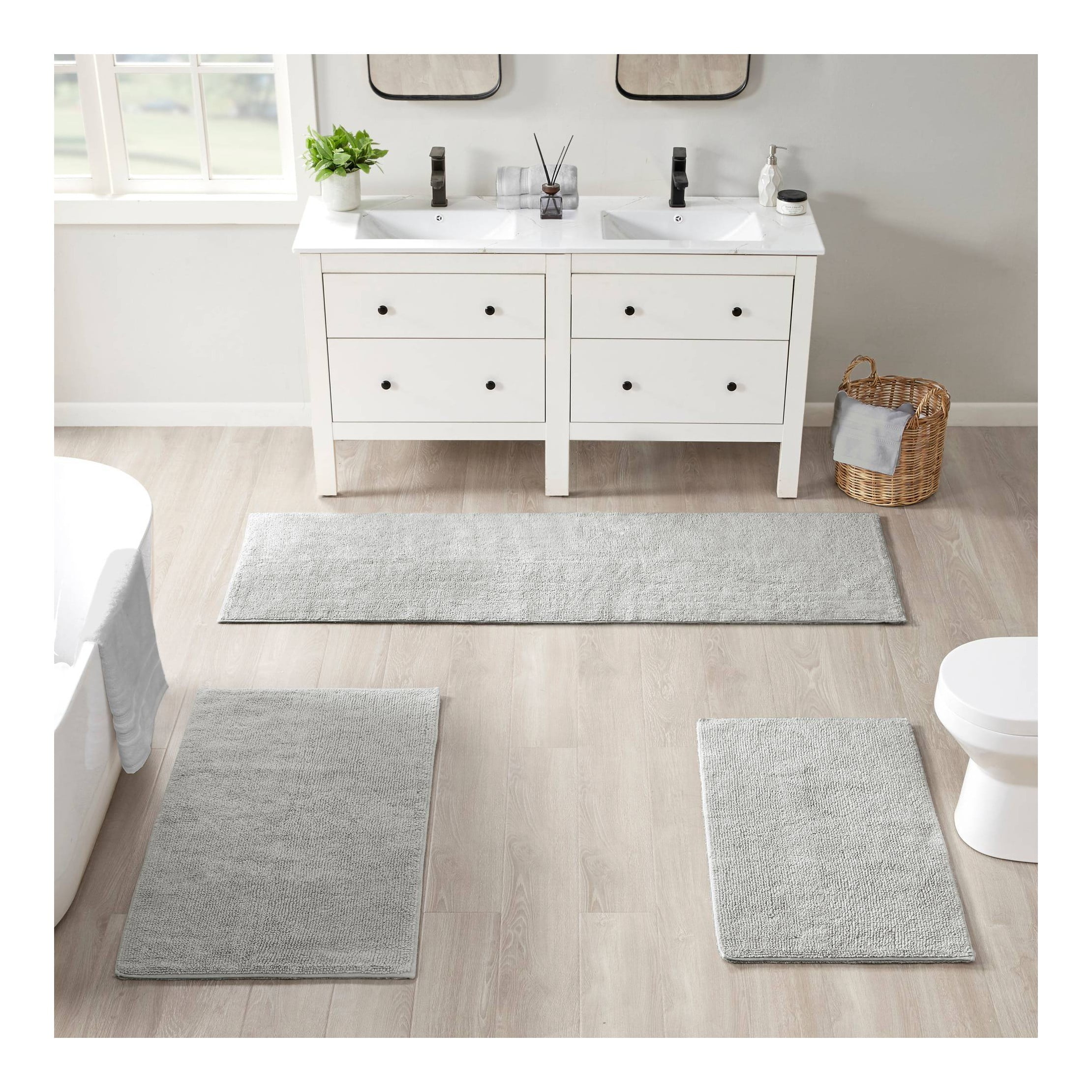 24"x40" Plume Feather Touch Reversible Bath Rug Gray - Walmart.com