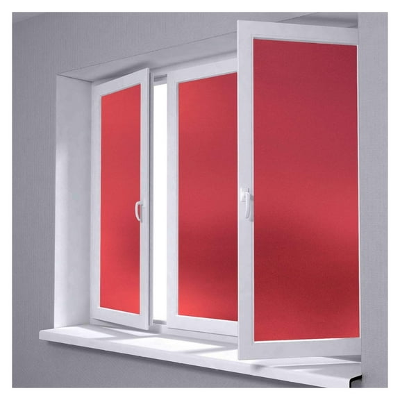 24"x48" (2FTx4FT) Red Color Frosted Glass Peel and Stick Window Film Home Bedroom Bathroom Privacy Waterproof Sticker Decal Tool Kit