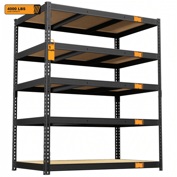 CAMMOO 4000 lbs 5-Tier Heavy Duty Garage Shelving Unit, 24"D x 48"W x 72"H Metal Storage Shelves with Adjustable MDF Boards, Utility Tool Rack for Garage, Warehouse, Basement