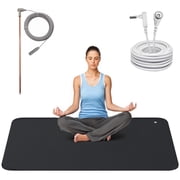 24"x71" Grounding Yoga Mat Kit for Bed Sleep Meditation Exercise Mat Back Anti-slip Thickness 3mm Mounse Pad,for EMF Recovery Sleep Therapy Assist,Black Glossy 
