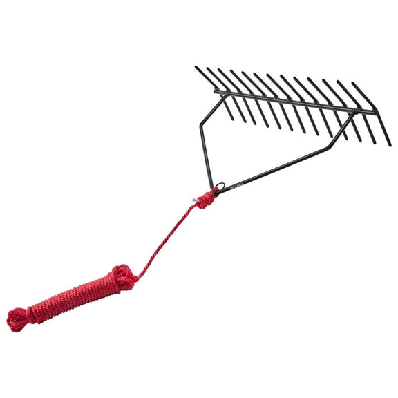 24"x8.7" Pond Weed Rake - Double-Sided Lake & Aquatic Weed Removal Tool with 30ft Rope - Heavy Duty Aluminum Rake for Lakes, Ponds, River Cleaning - Floating Weed Collector with Deep Reach Design