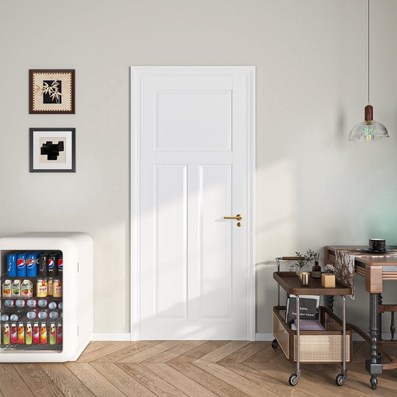 24"x80" 3-Panel Vertical Shaker Interior Door Slab, Solid Core Bedroom Closet Kitchen Pantry Laundry Basement Mudroom Door