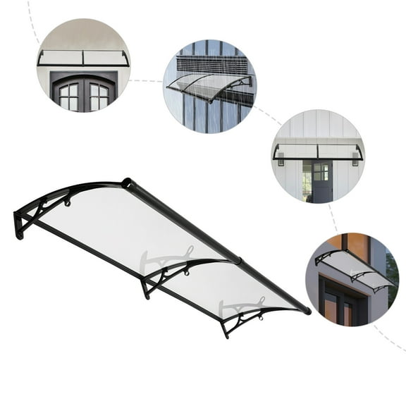 24"x80" Window Awning Door Canopy Rain Cover UV Protect Polycarbonate Brown for Balconies, Toofs, Yards, Garages, Terraces