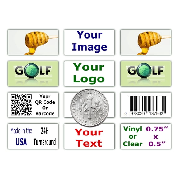 240, 0.75x0.5 Rectangle, Small, Custom Stickers Labels. Add Logo, Image or Text and Make Your Own Personalized Tiny Decals Labels. Custom Mini Decals Logo Stickers. Kiss Cut, Vinyl or Clear.