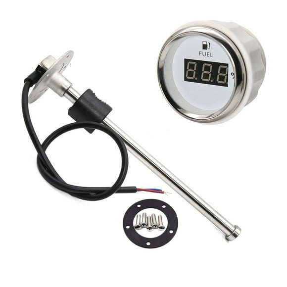 240-33ohm Auto Car Diesel Gasoline Digital Fuel Gauge 2&quot; 52mm Oil Tank Level Indicator With Fuel Level Sensor 150-600mm 12V/24V ,Easy to Install