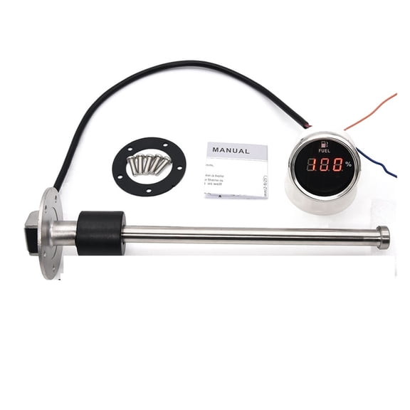 240-33ohm Auto Car Diesel Gasoline Digital Fuel Gauge 2" 52mm Oil Tank Level Indicator With Fuel Level Sensor 150-600mm 12V/24V ,Easy to Install