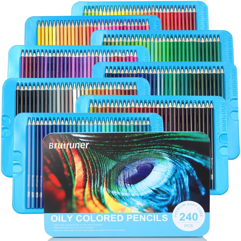 240 Color Artist Colored Pencils Set, Soft Core, Professional