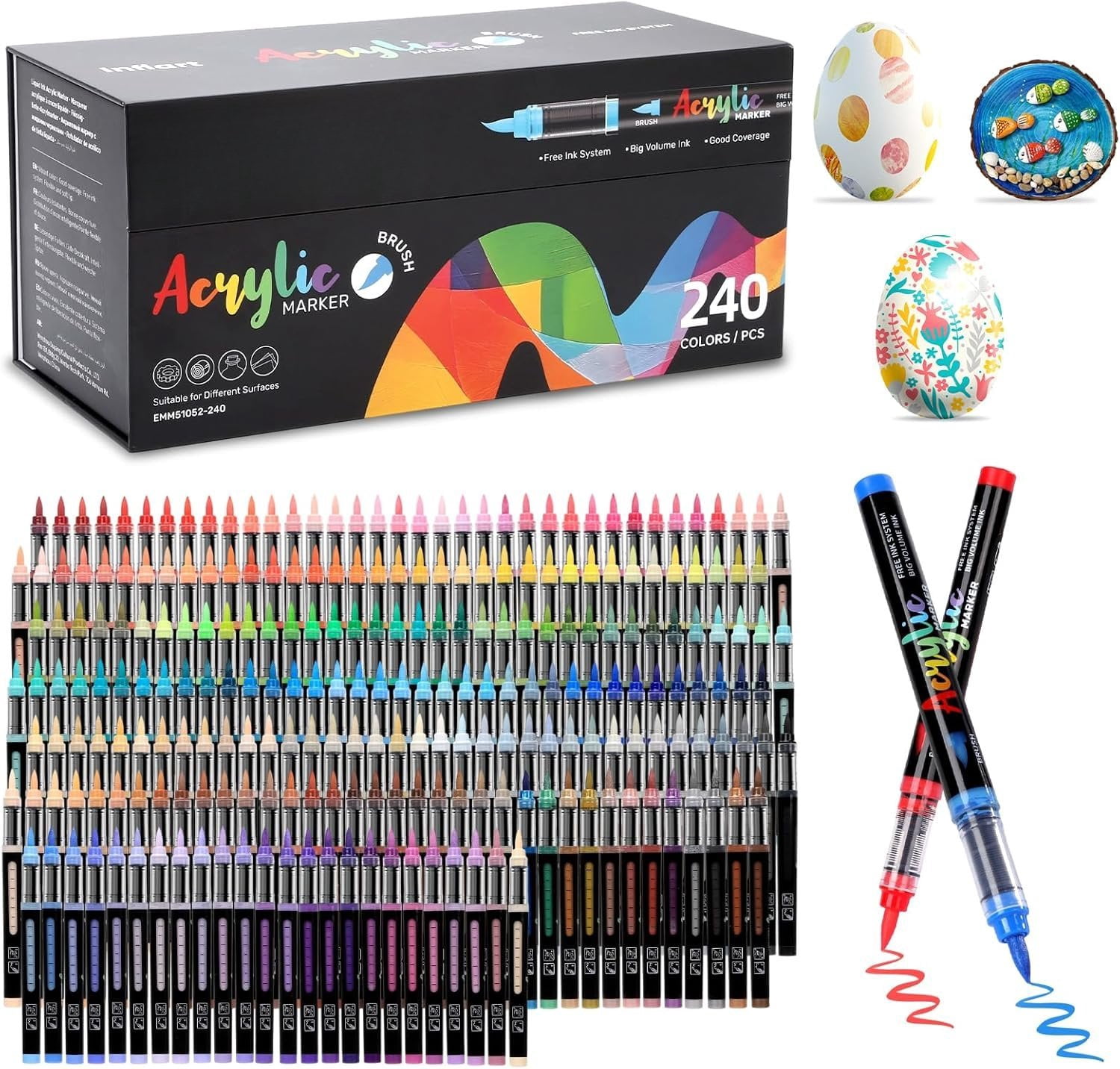 240 Colors Markers Brush Tip, Automatic Ink Control Pens Markers Set ...