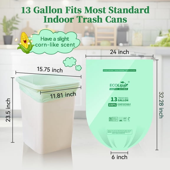 240 Count 12 oz Compostable Paper Cups and 50 Count (1 Roll) 13 Gallon Compostable Trash Bags
