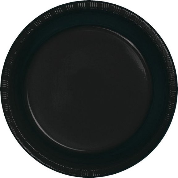 240/Case Bulk Black Velvet Plastic Banquet Plates 10.25 inch