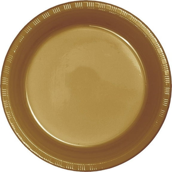 240 Count Bulk Pack Glittering Gold 6.75 inch Plastic Dessert Plates
