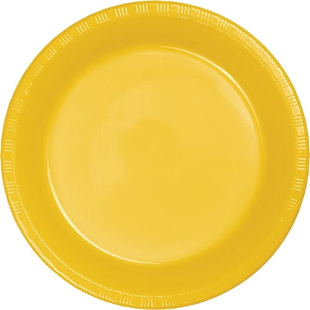 240/Case Bulk School Bus Yellow 6.75 inch Plastic Dessert Plates