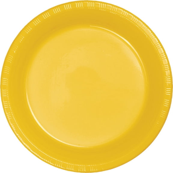240/Case Bulk School Bus Yellow 6.75 inch Plastic Dessert Plates