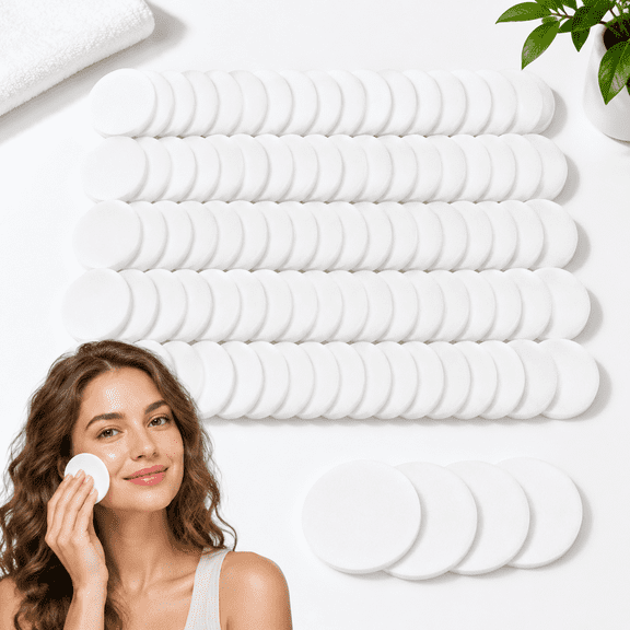 240 Count White Round Compressed Facial Sponges For Makeup Removal And Skin Care
