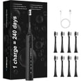 thumbnail image 1 of 240 Days Battery Life Rechargeable Electric Toothbrush for Adults,with 2500mAH Large Capacity, 8 Pack Replacement Brushheads,3 Classic Modes,2 Min Smart Timer Battery Toothbrush,White, 1 of 8